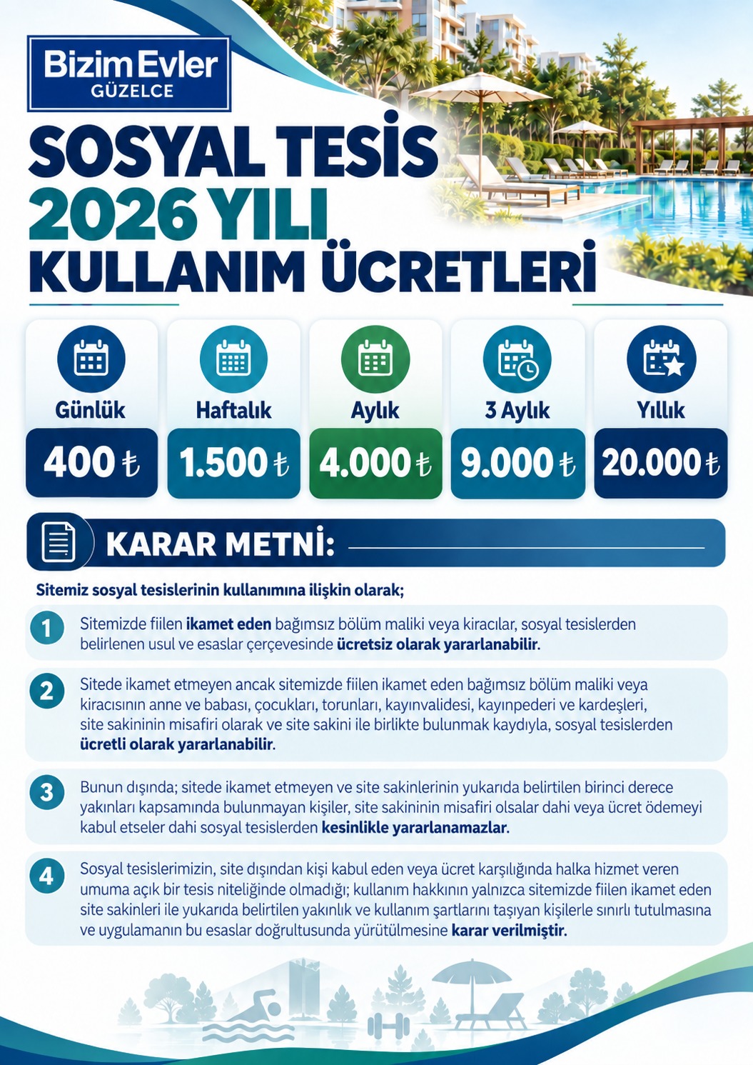 Site Sakinlerinin Akraba Kullanım Ücretleri